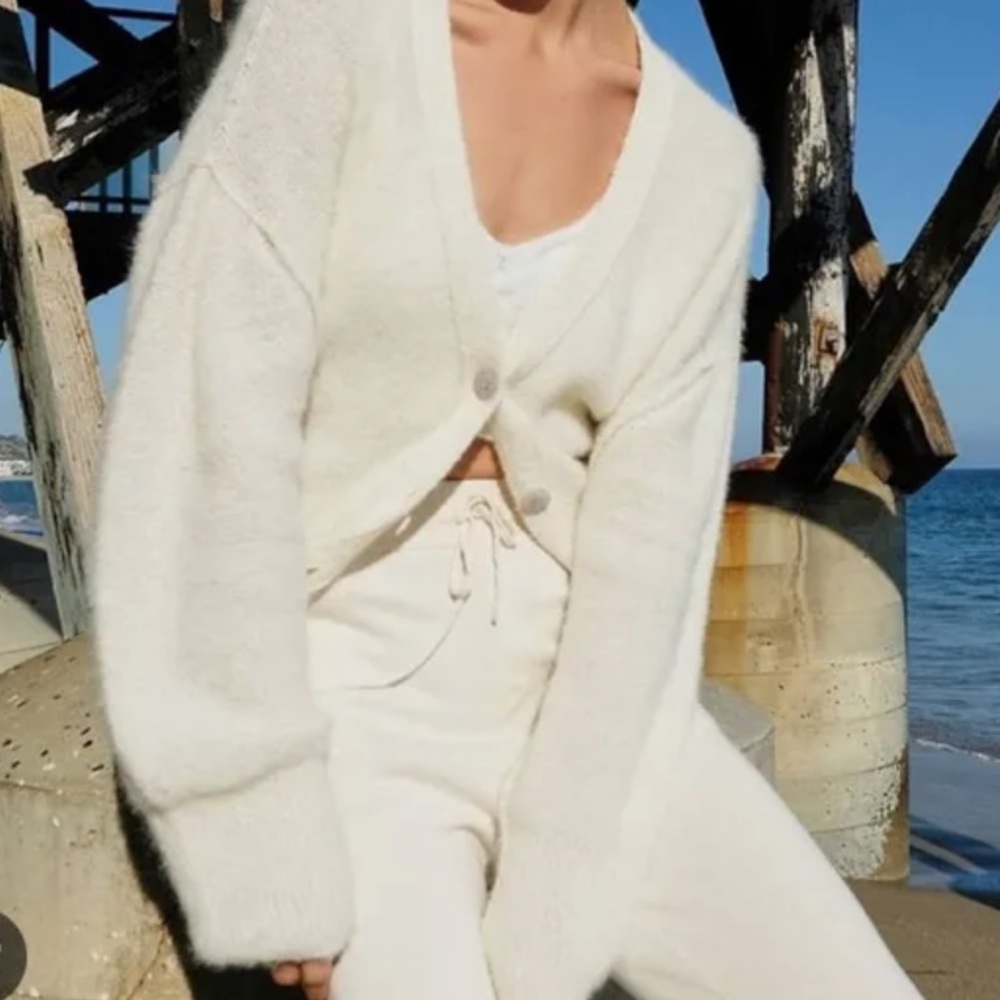 Free People Eclair Cardigan White Alpaca Wool